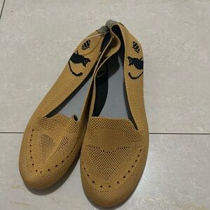 Halloween knit yellow shoes cat pumpkin